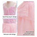 HAWEE Dress Costume for Girls, Pink Tulle and Sequin Dress for Kids Christmas Halloween Cosplay Costumes