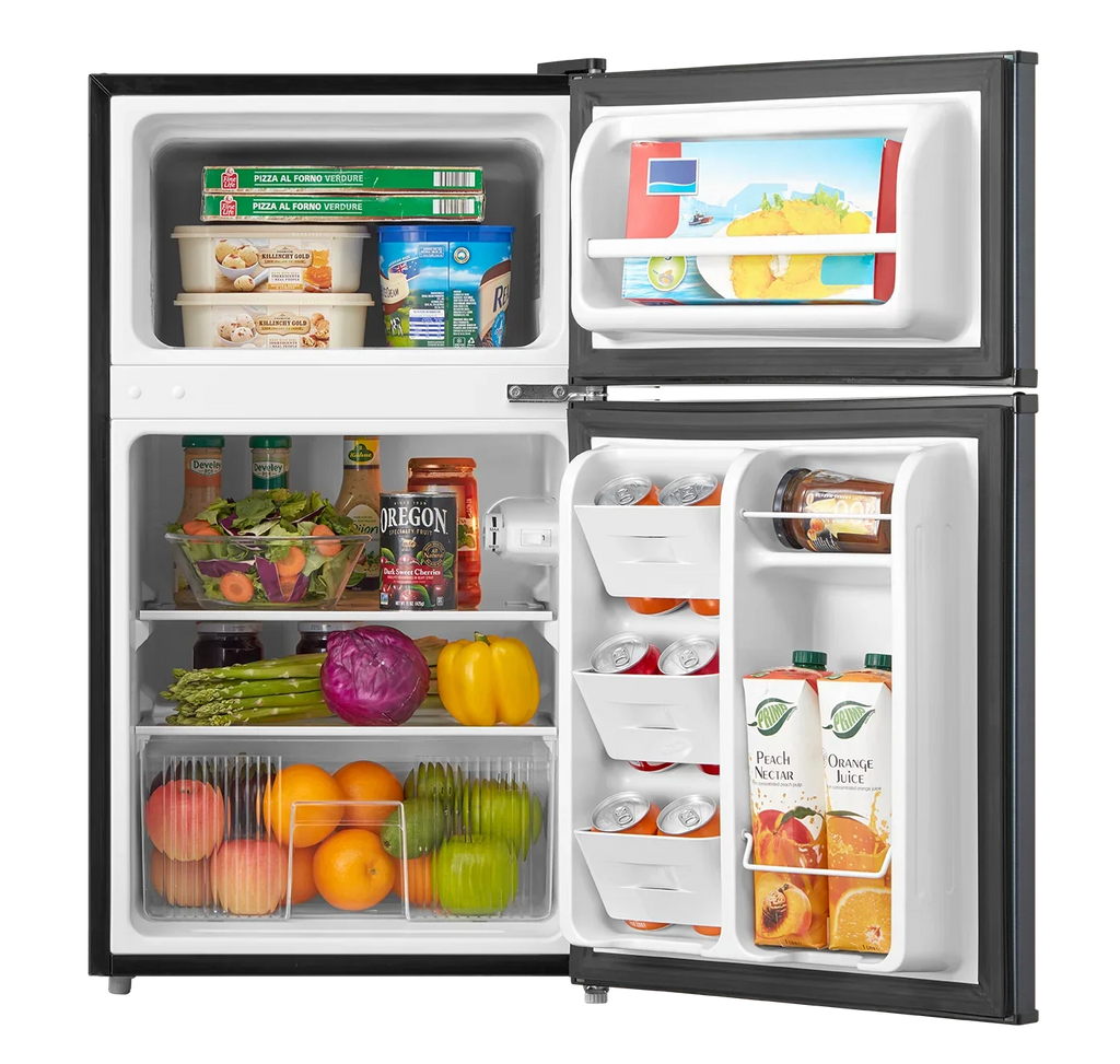 Arctic King Two-Door Mini Fridge With Freezer, 3.2 Cu. Ft., Stainless Steel