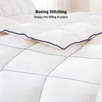 Yalamila Down Comforter Twin Size, 100% Cotton Ultra Soft Duvet Insert for All Season, Hotel Luxury Breathable Goose Feather Down Fiber Bedding