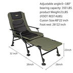 VINGLI Oversized Fishing Chair With Footrest Support, 440 lbs, 160 Degree Adjustable Backrest, Black & Army Green
