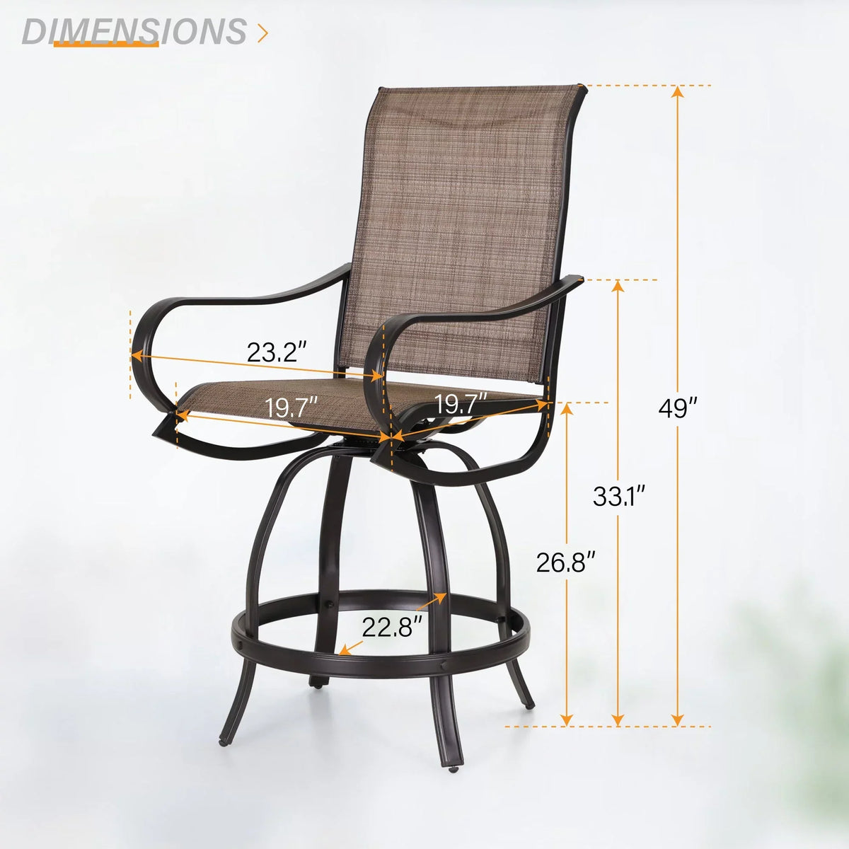 Sophia & William 2 Piece Outdoor Swivel Bar Height Stools - Textilene