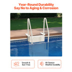 KFFKFF 4-Step Above Ground Pool Ladder, Anti-Slip Pool Steps with Dual Handrails, Supports 400 lbs, Fits 48-54" Inground & Above-Ground Pools, Creamy