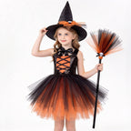 MEZZALL Child Outfit Sets Girls Witch 4 Light Up Star Witch Dress With Hat Wand Kids Halloween Party Outfit For Party Clothes Sets