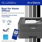 Brother HL-L2420DW Wireless Compact Monochrome Laser Printer with Duplex, Mobile Printing