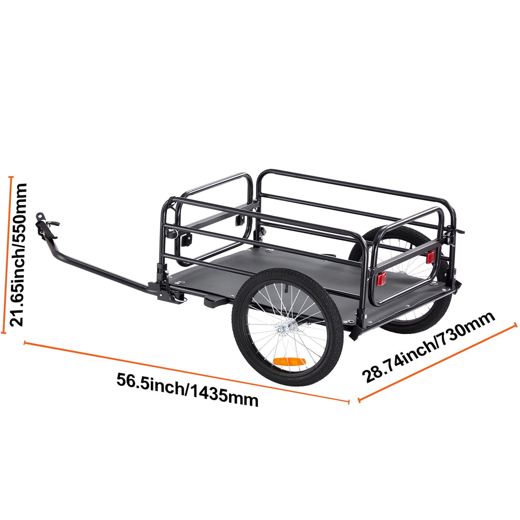 VEVOR Bike Cargo Trailer, 160 lbs Load Capacity, Heavy-Duty Bicycle Wagon Cart, Foldable Compact Storage & Quick Release with Universal Hitch, 16"
