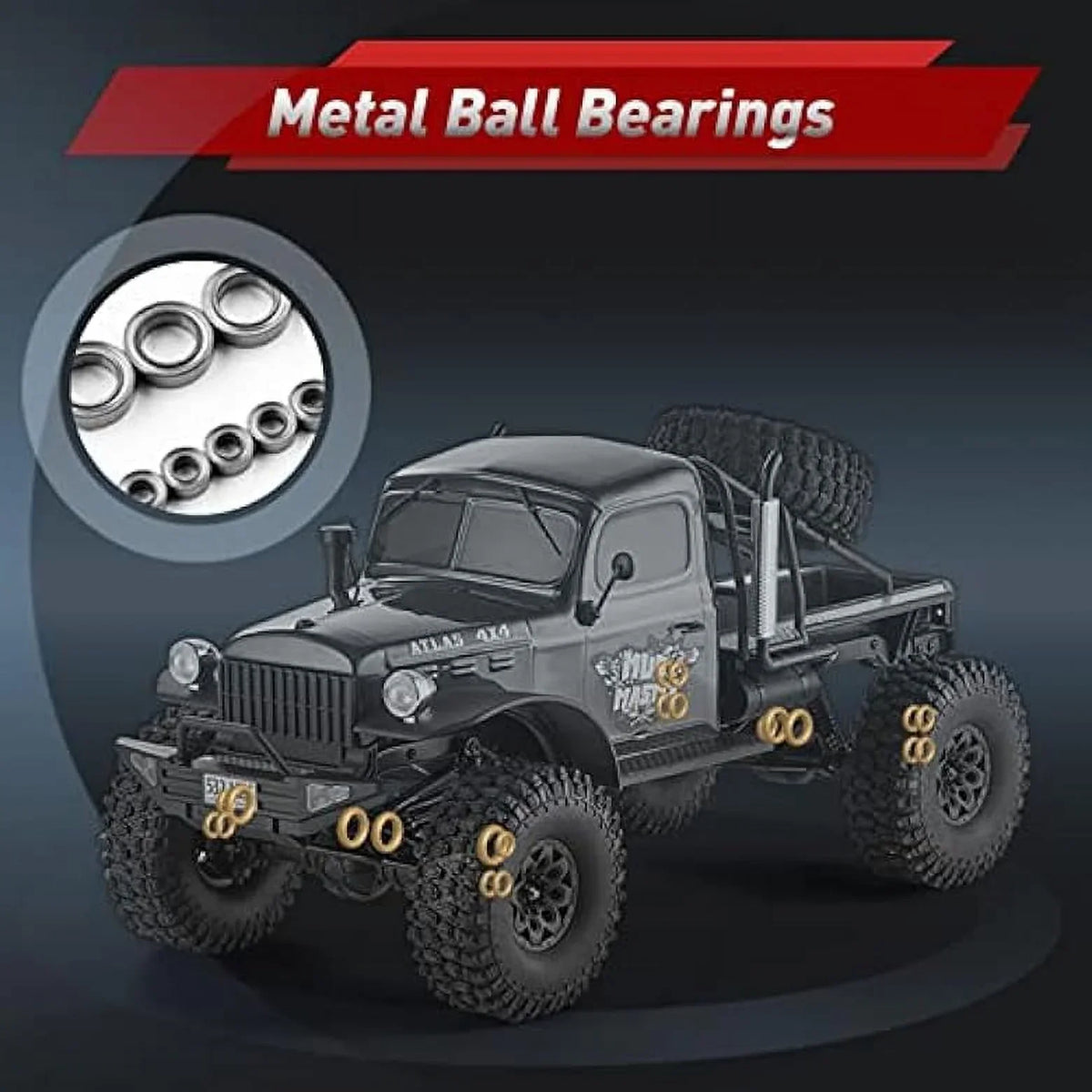 RocHobby Atlas 1/10 4WD 2.4Ghz RC Rock Crawler Truck, Yellow
