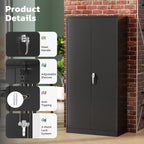 SUNCROWN 71 In Metal Storage Garage Cabinets with Locking Doors and Adjustable Shelves, Steel Storage Cabinet for Garage, Office, Classroom, Assemble