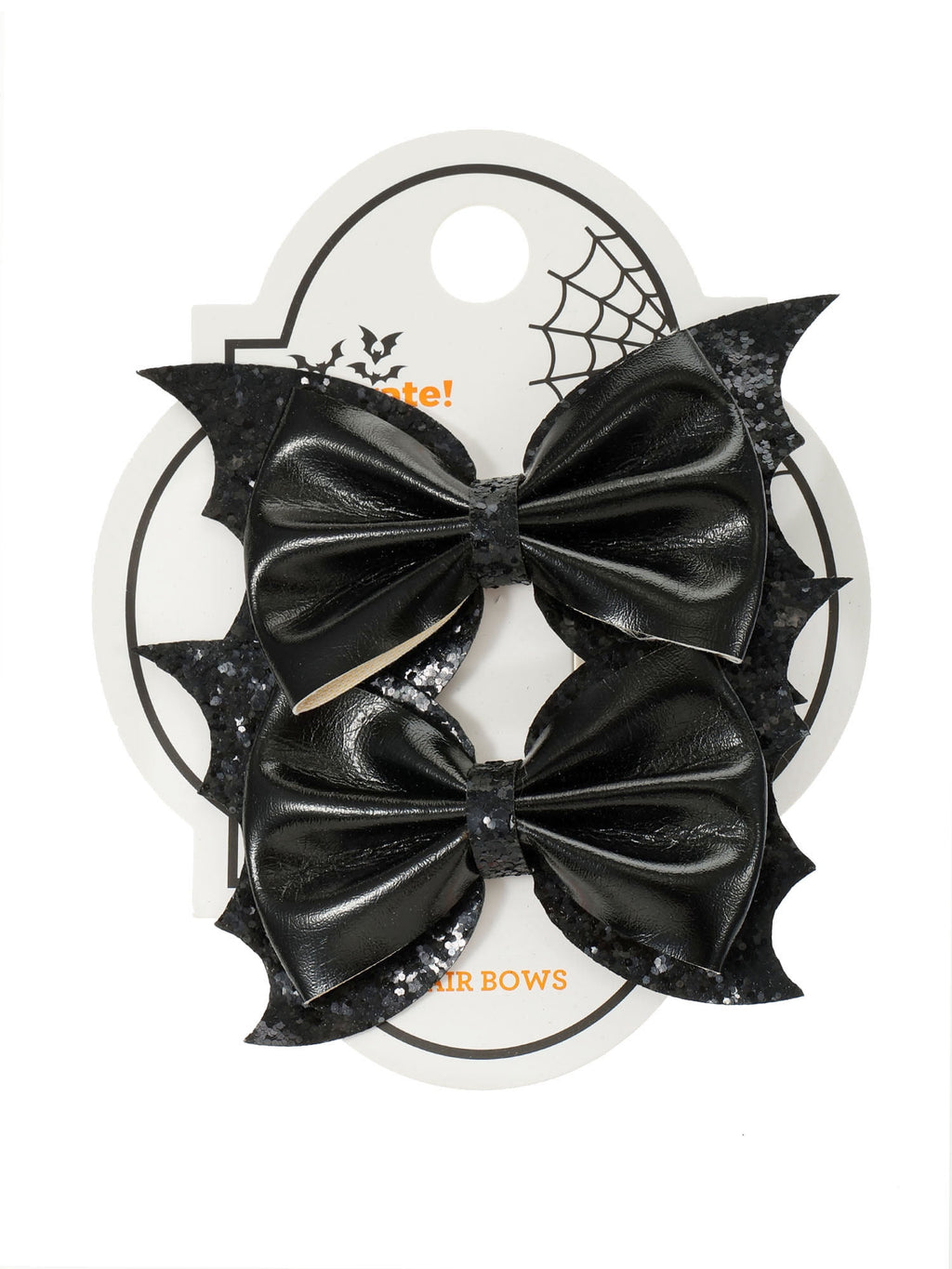 Way to Celebrate Halloween Mini Bat Bow Hair Clip Set, Black, 2 Pieces, Alligator Hair Clip