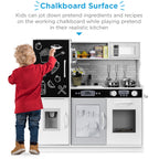 Best Choice Products Wooden Play Kitchen for Kids, Pretend Play Cooking Set with Accessories, Ages 3+ - Chalk