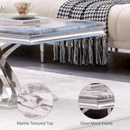 Rectangular Coffee Table, 48-Inch X-Base With Pedestal Support