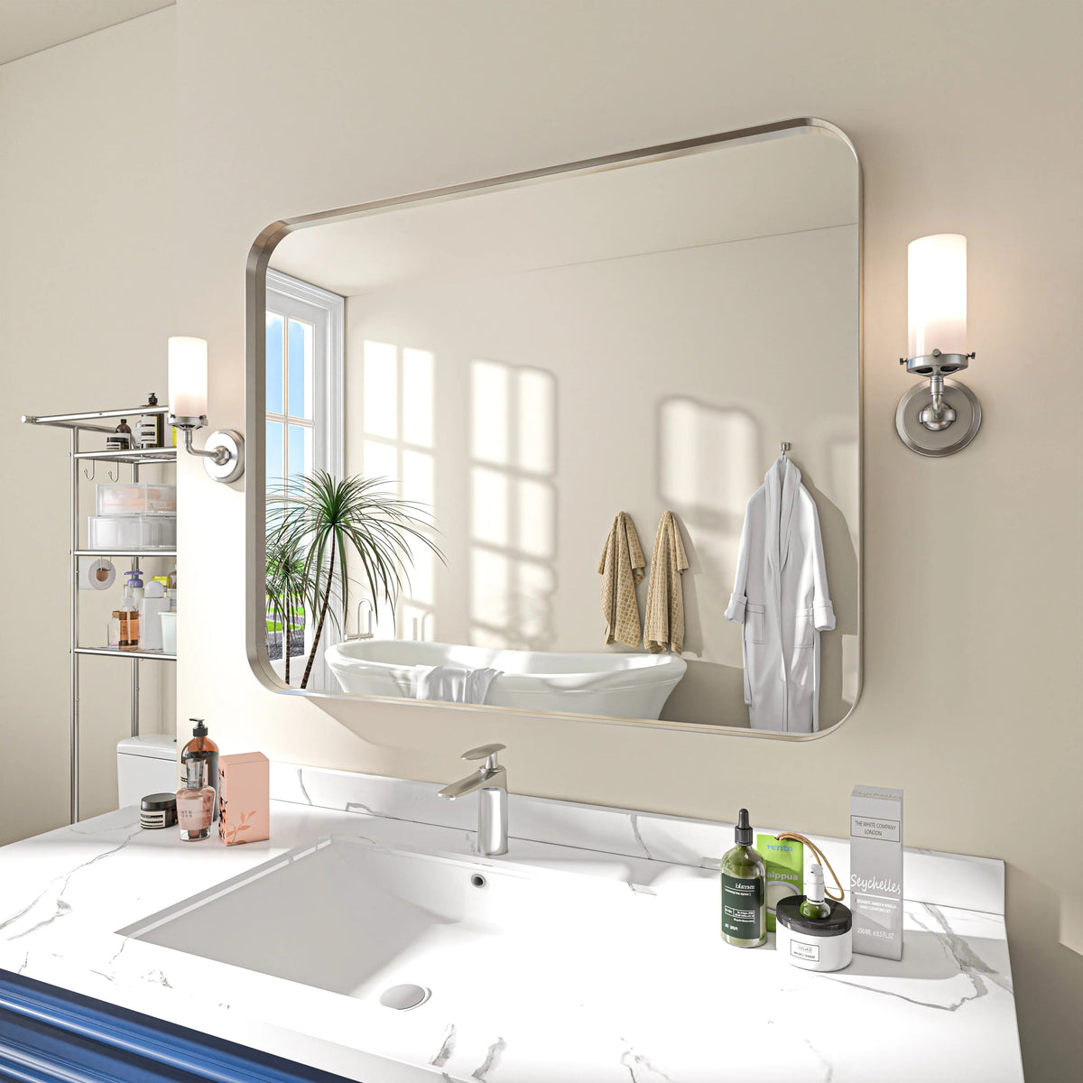 Aluminum Alloy Rounded Corner Wall Vanity Mirror