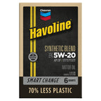 2 pack) Chevron Havoline Synthetic Blend Motor Oil 5W-20, 6 Quart, Smart Change Box