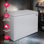 Frigidaire 10 Cu. ft. Chest Freezer, White Garage Ready Deep Freezer for Basement, Kitchen, Bulk Food Storage