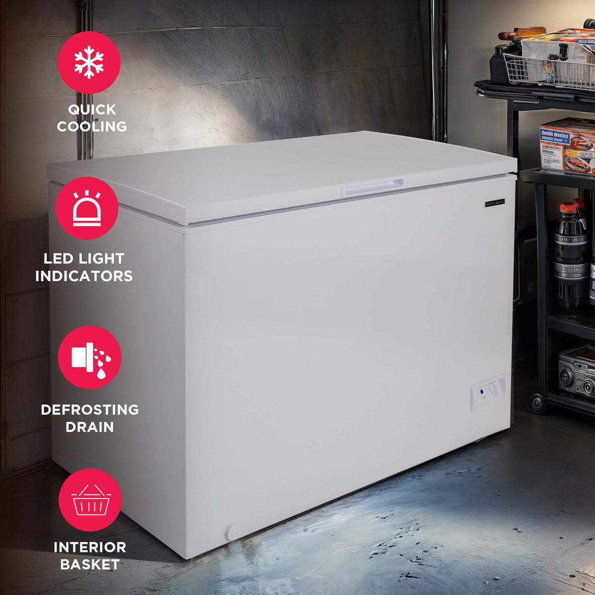 Frigidaire 10 Cu. ft. Chest Freezer, White Garage Ready Deep Freezer for Basement, Kitchen, Bulk Food Storage