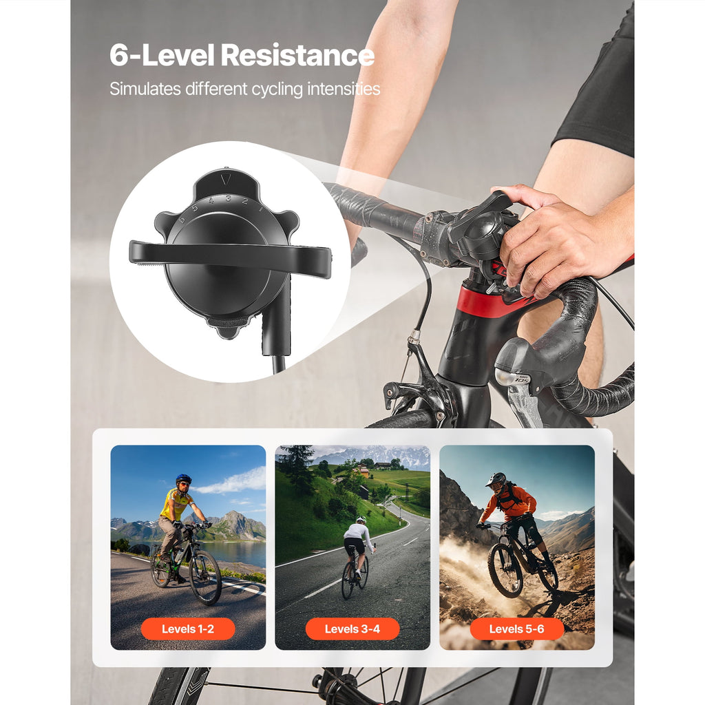 KFFKFF Foldable Magnetic Bike Trainer Stand, Adjustable 6-Level Resistance, Compatible with 26-29 Inch & 700C Wheels, Indoor Cycling Equipment with
