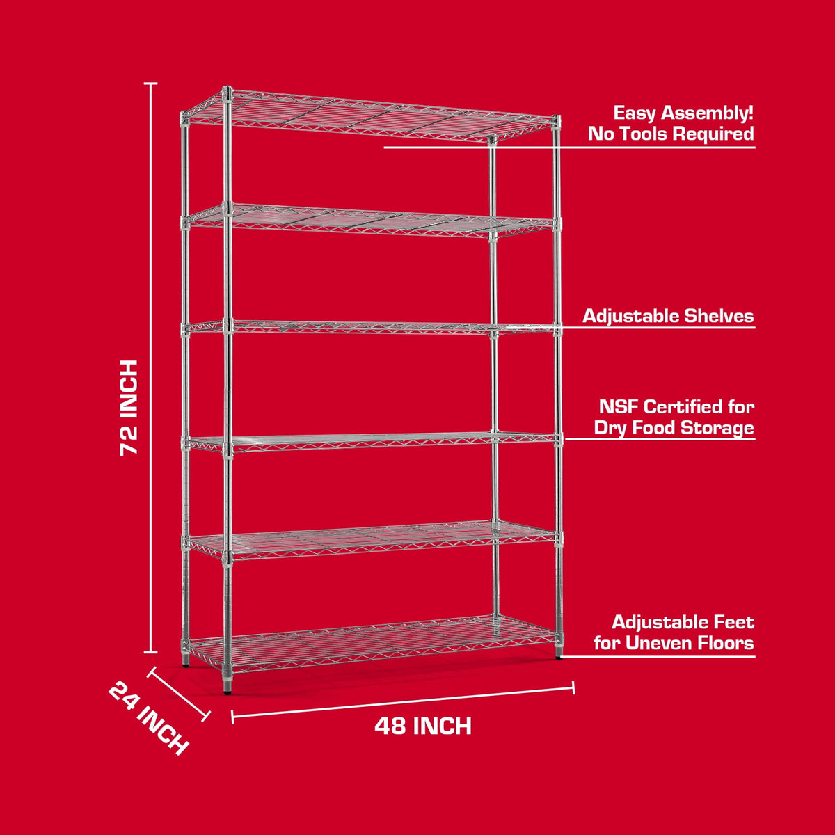 Hyper Tough 6-Tier Wire Shelving Unit, Chrome, Heavy-Duty Storage