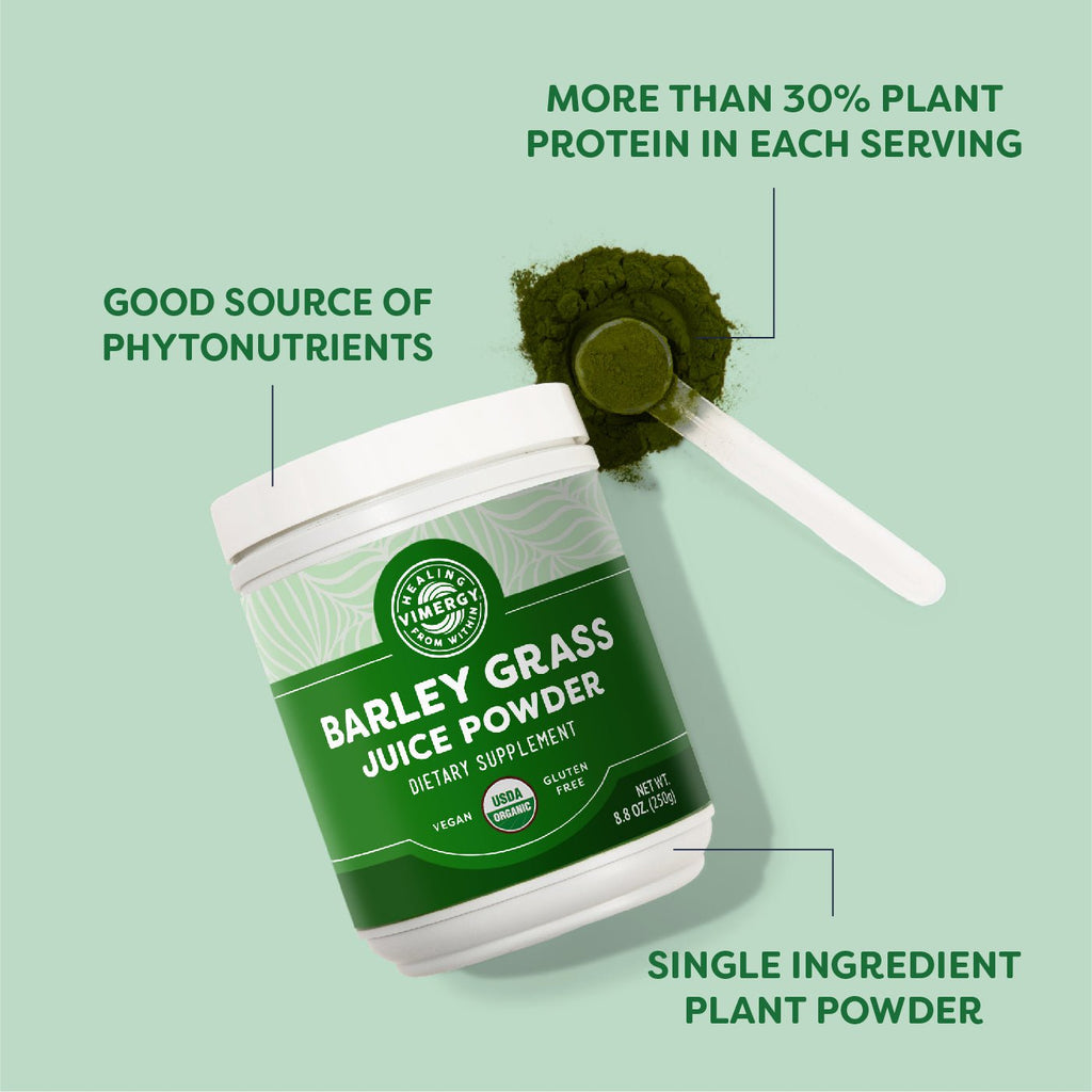 VIMERGY USDA Organic Barley Grass Juice Powder, 62 Servings – Super Greens Powder