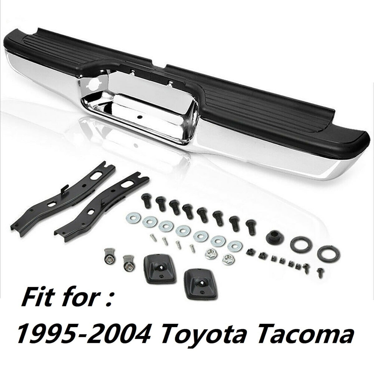 Labwork Rear Step Bumper Kit Fit for 1995-2004 Toyota Tacoma Truck Pickups, Chrome Stainless Steel
