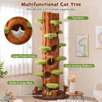 90.5-Inch Modern Multi-Level Cat Tree Tower With 5 Condos, Sisal Scratching Posts And Elevated Perches