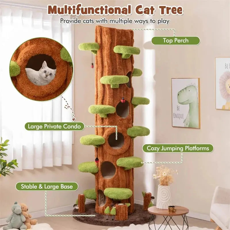 90.5-Inch Modern Multi-Level Cat Tree Tower With 5 Condos, Sisal Scratching Posts And Elevated Perches