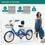 Adult 3-Wheel Pedal Tricycle, 24 And 26 Inch, 7-Speed