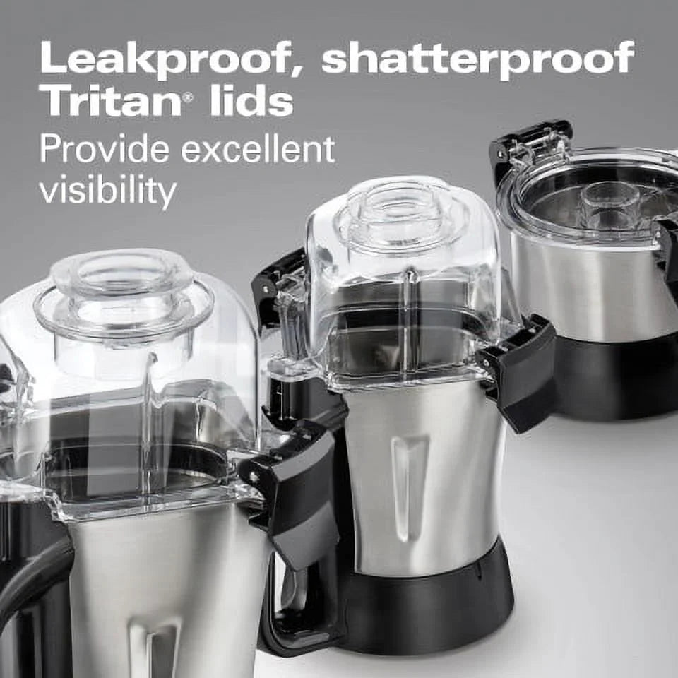 Hamilton Beach Professional Juicer Mixer Grinder 2.2 HP 120V With 3 Stainless Steel Jars, 1.5 Liters - 58770