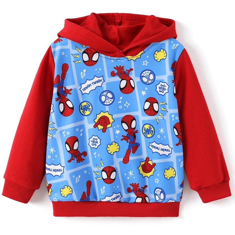 Marvel Spider-Man Boys Hoodies Peter Parker Blue Graphic Pullover Tops Halloween Sweatshirts Toddlers Kids 4-5T