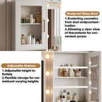 UGTOO LED Makeup Vanity Desk With Mirror, 58.27in, 10 Adjustable LED Bulbs, 8 Drawers, 2 Cabinets, White