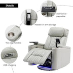 Power Recliner Chair With USB Charging Ports, Cup Holders And Swivel Tray Table - 270-Degree Swivel