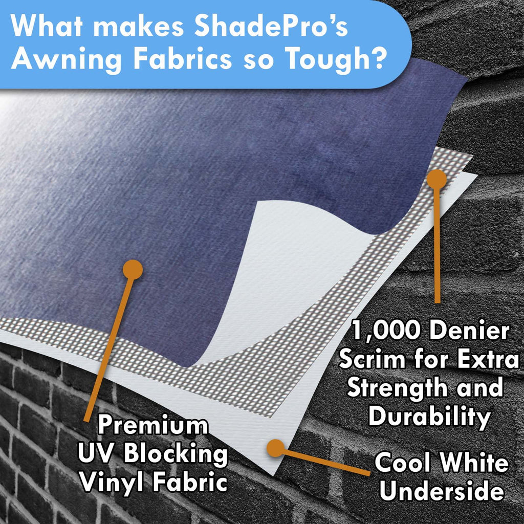 Shadepro RV Awning Replacement 15' Charcoal Fade Fabric length 14'2"