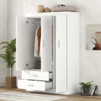 3-Door Wardrobe With Dual Drawers, Shelves And Hanging Rail - 41.3L x 18.5W x 68.2H