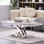 Rectangular Coffee Table, 48-Inch X-Base With Pedestal Support