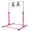 Ainfox Adjustable Kids Gymnastics Kip Bar with Pull Rings for Kids Ages 5-15 Gym Training,Pink