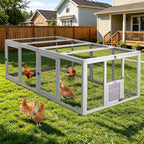 Aivituvin 20.7 sq ft Chicken Coop Run Extension for Outdoor, Heavy Duty Metal Chicken Run with Safety Lock Doors, 79"x38"x27"
