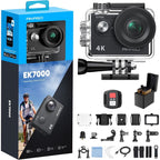 AKASO EK7000 Action Camera 4K 30FPS Waterproof Camera Underwater 131FT with EIS Ultra HD WiFi 170° Wide Angle Sports Helmet Bike Video Black