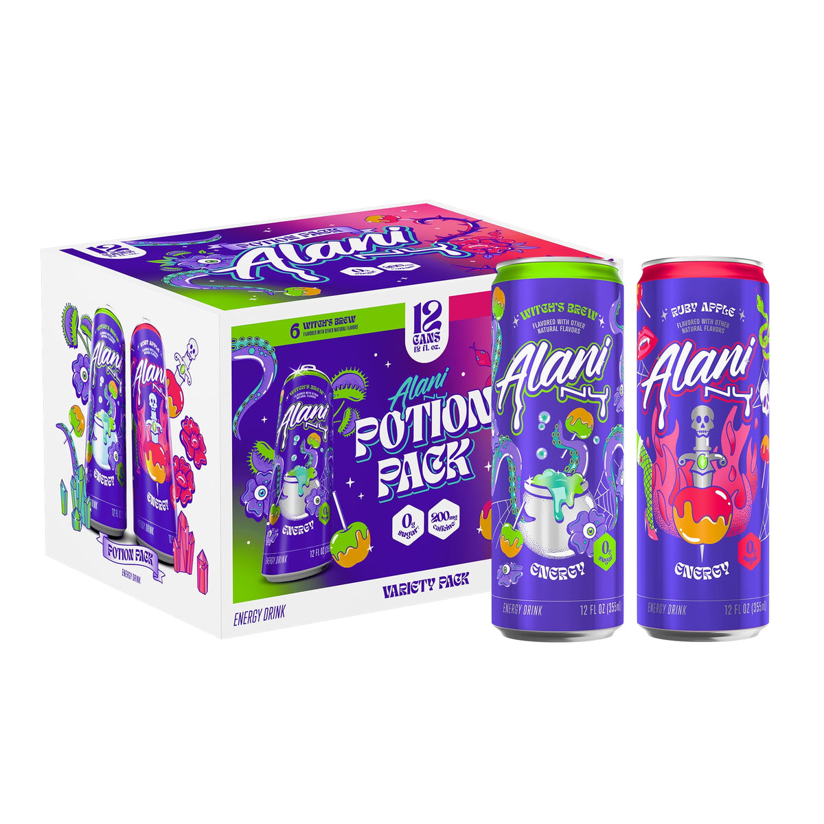 Alani Nu Sugar Free Energy Drink, Witch's Brew Potion Pack, 12 fl oz, 12 Pack, Cans