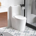 Alvantor One-Piece Toilet, 1.1/1.6 GPF Powerful Dual Flush Elongated Toilet, Soft Closing Seat White