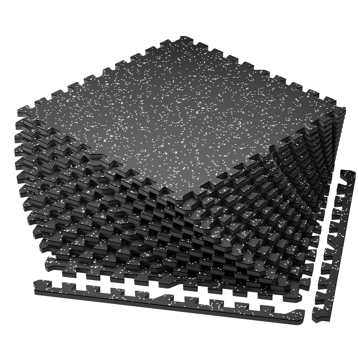 Amadwell 0.56" Thick 48 Sq Ft Gym Flooring for Home Gym, 12 Tiles Exercise Equipment Mats, Rubber Top with High Density EVA Foam, Large Interlocking