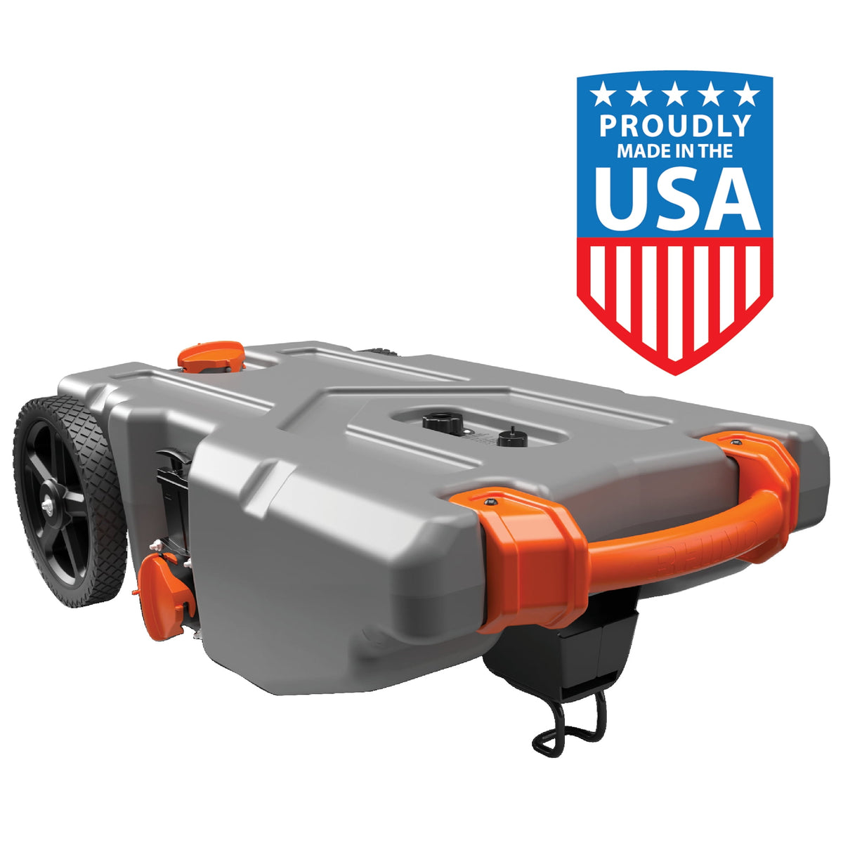 Camco Rhino 28-Gallon Portable RV Tote Tank, Oversized Wheels, Steel Tow Adapter, Gray (39004)