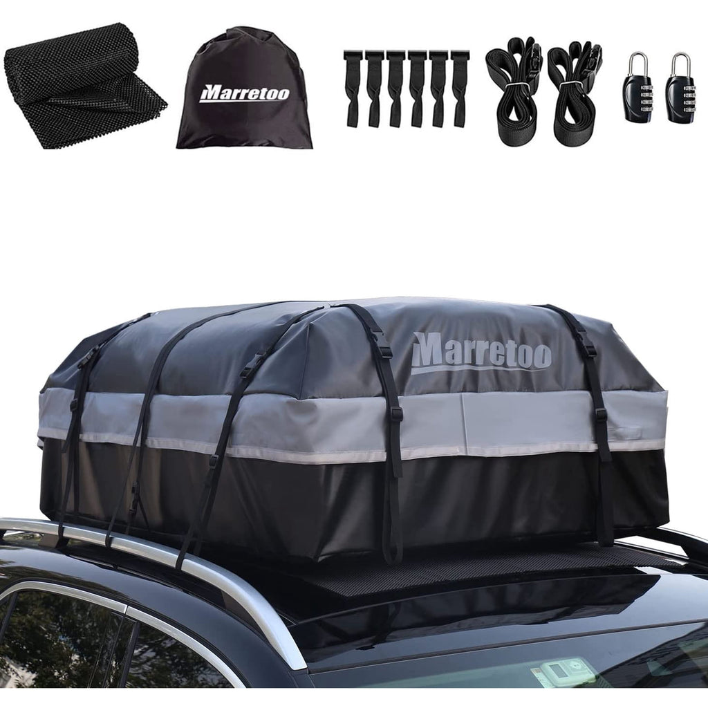 Car Top Cargo Carrier 21 Cubic ft Bag with Reflective Strip, 840D PVC Soft Roof Top Cargo Bag 100% Waterproof Fit for All Vehicle with/without Rack