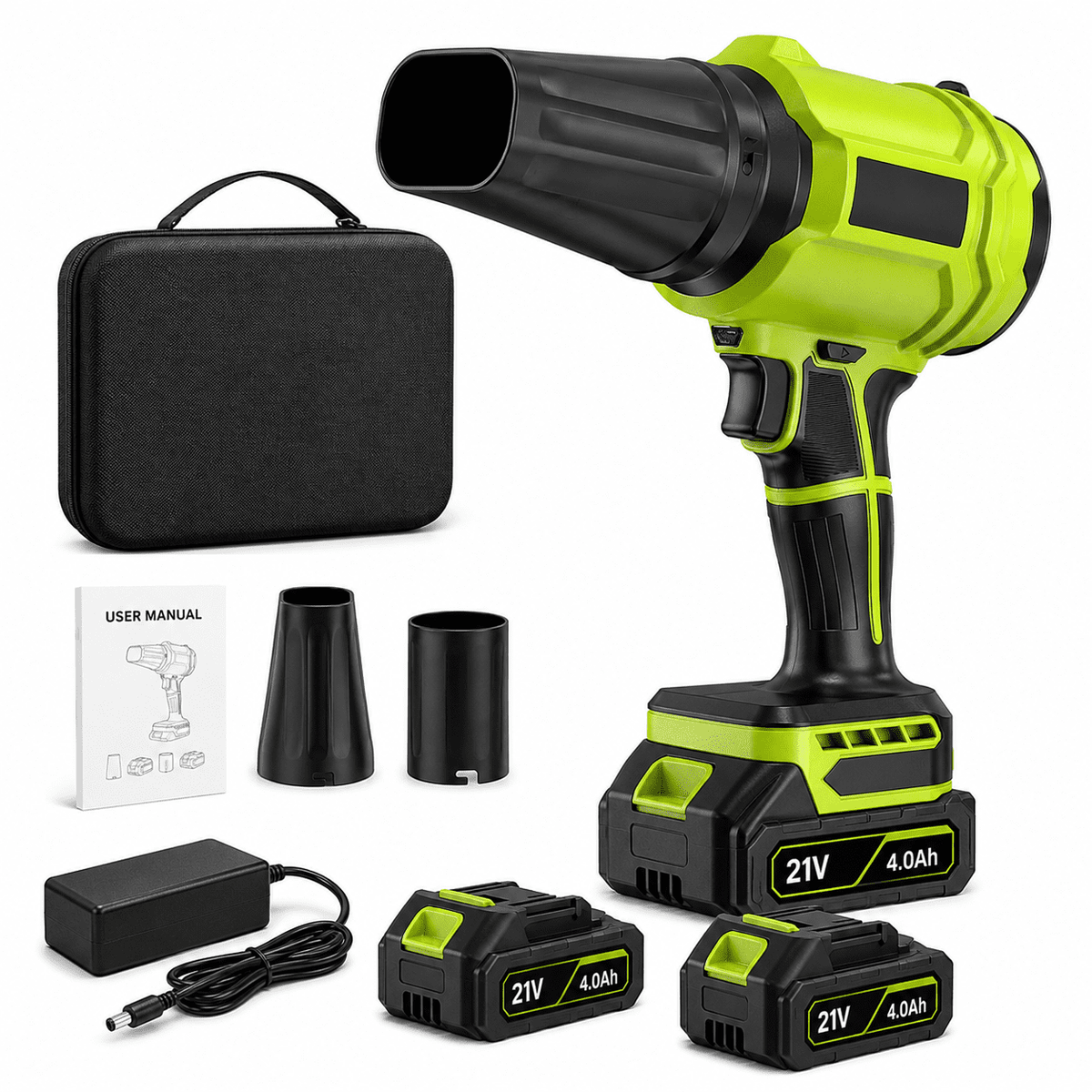 Cordless Leaf Blower with 2x 4.0Ah Batteries, 980,000 RPM Handheld Electric Leaf Sweeper, Lightweight Blower for Patio Cleaning, Lawn Care, Dust and