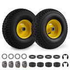 Costway 2 Pack 15 x 6.00-6 Tube-type Tires & Wheels with 3-4.6” Centered Hub, 3/4” Bushing