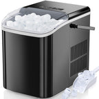 EDX Countertop Ice Maker, Self-Cleaning Portable Ice Maker Machine with Handle and Ice Scoop 9Pcs/6Min 26.5Lbs/24H Black