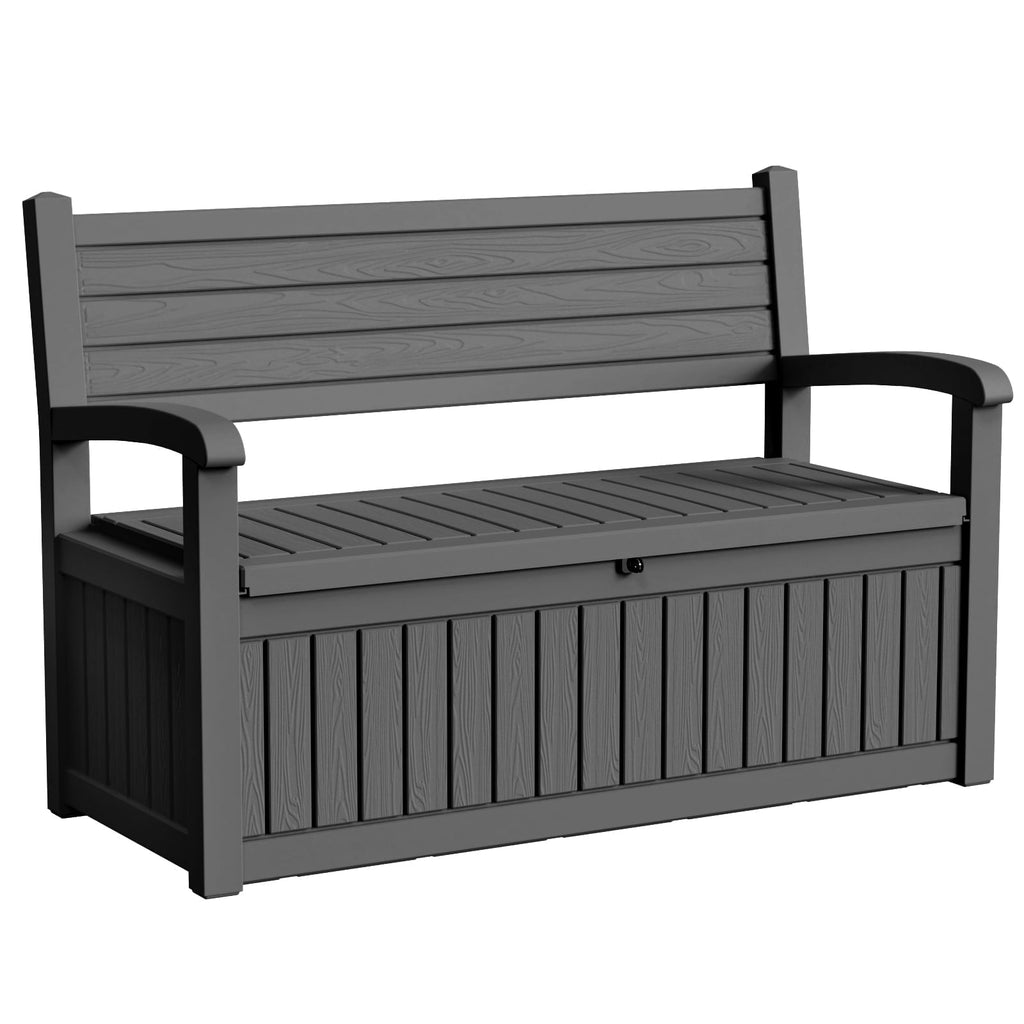 EasyUp 80 Gallon Storage bench Lockable Waterproof Deck Box - Outdoor Storage Box for Patio,Garden and Porch,Tools and Cushions（Black）