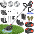 Electric Cordless Weed-Eater, 4.0Ah Cordless Weed Wacker String Trimmer, 24V Grass Trimmer with 2 Battery, Charger Included