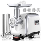 FOHERE Electric Meat Grinder Heavy Duty 3000W Max 5 in 1 Sausage Stuffer with 4 Stainless Steel Plates & 3 Blades, Sausage Kubbe Kit for Home &