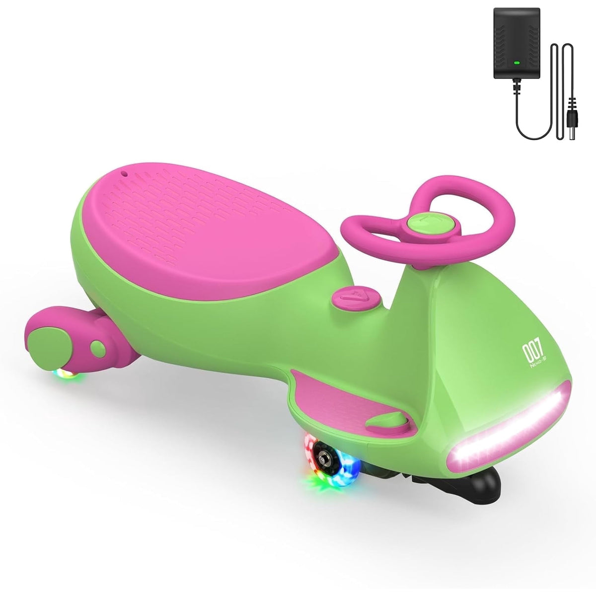 FanttikRide 12V N7 Pro Electric Wiggle Car with Pedal, 2-in-1 Kids Ride On Toy, Rechargeable Battery, 2-Speed, Anti-Rollover, Flashing Wheels