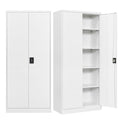 Fesbos Metal Garage Storage Cabinet,71" H Tall White Cabinet with 2 Doors and 4 Adjustbale Shelves,Lockable Tool Cabinet for Garage, Basement, Home