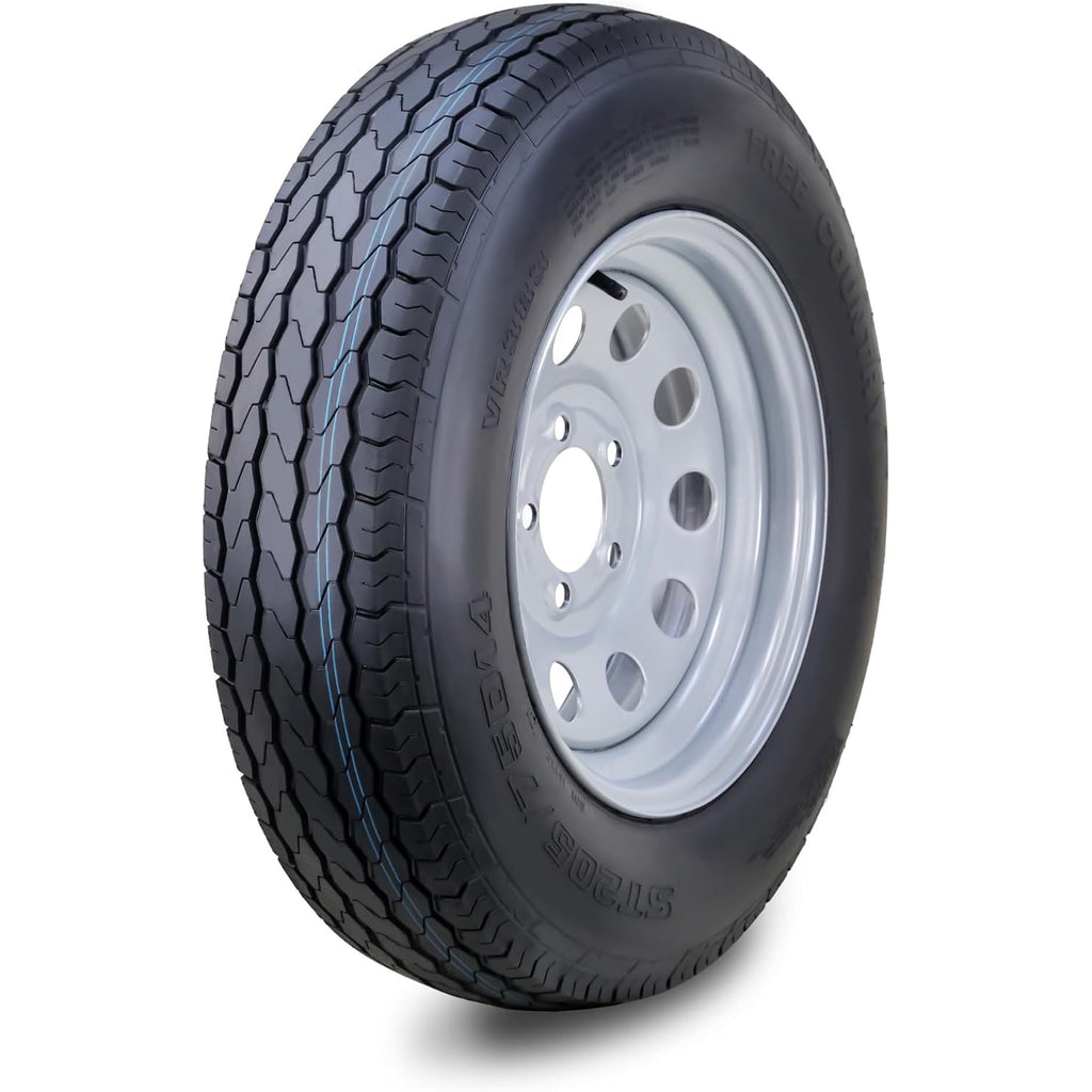 Free Country Trailer Tire Wheel Assembly ST205/75D14 6-Ply C 99L 5 Lug on 4.5" PCD Silver Mod Rim