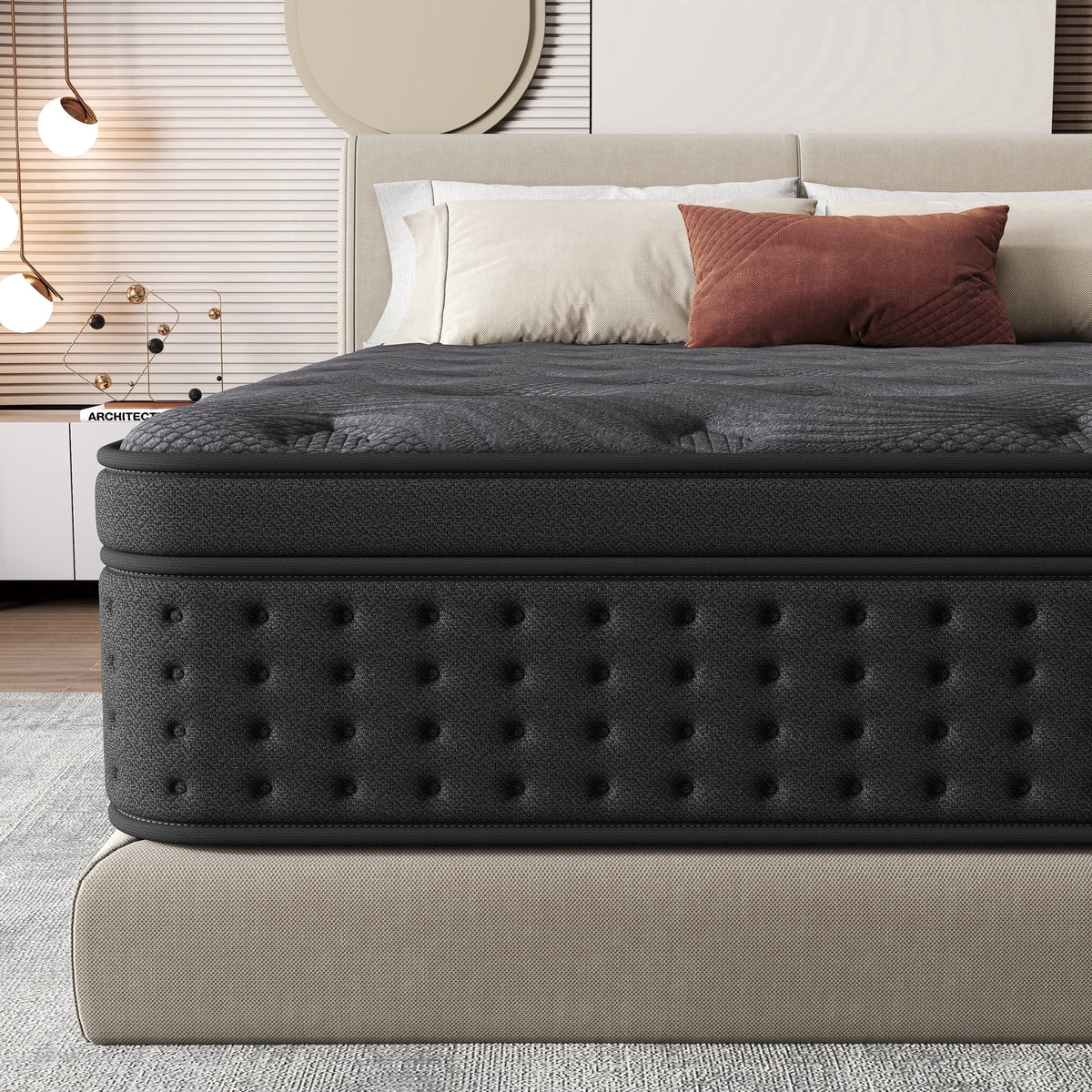 Zekbip 12 inch Queen Mattress in a Box, Hybrid Gel Memory Foam with Individually Wrapped Pocket Coils, Medium Firm, Pressure Relief, Cooling Sleep